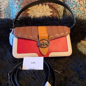 Coach Georgie bright poppy multi leather purse NWT
